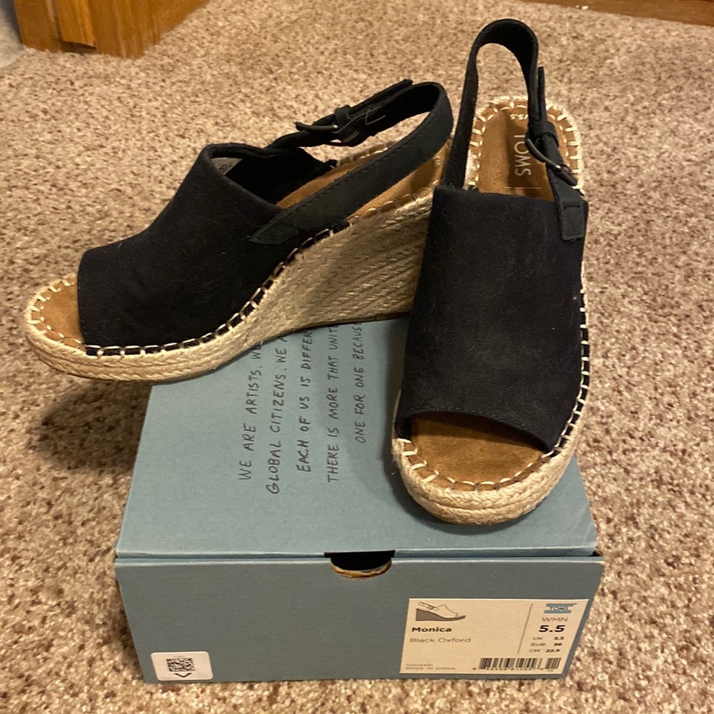 Toms Black Wedges
